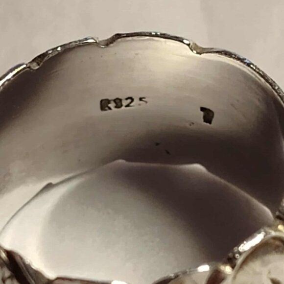 Sterling Silver 925 Plumeria Flower Scroll Band Ring Sz 7 - Picture 9 of 12